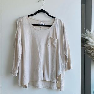 Pact Linen Blend 3/4 Sleeve Pocket T-Shirt - Cream